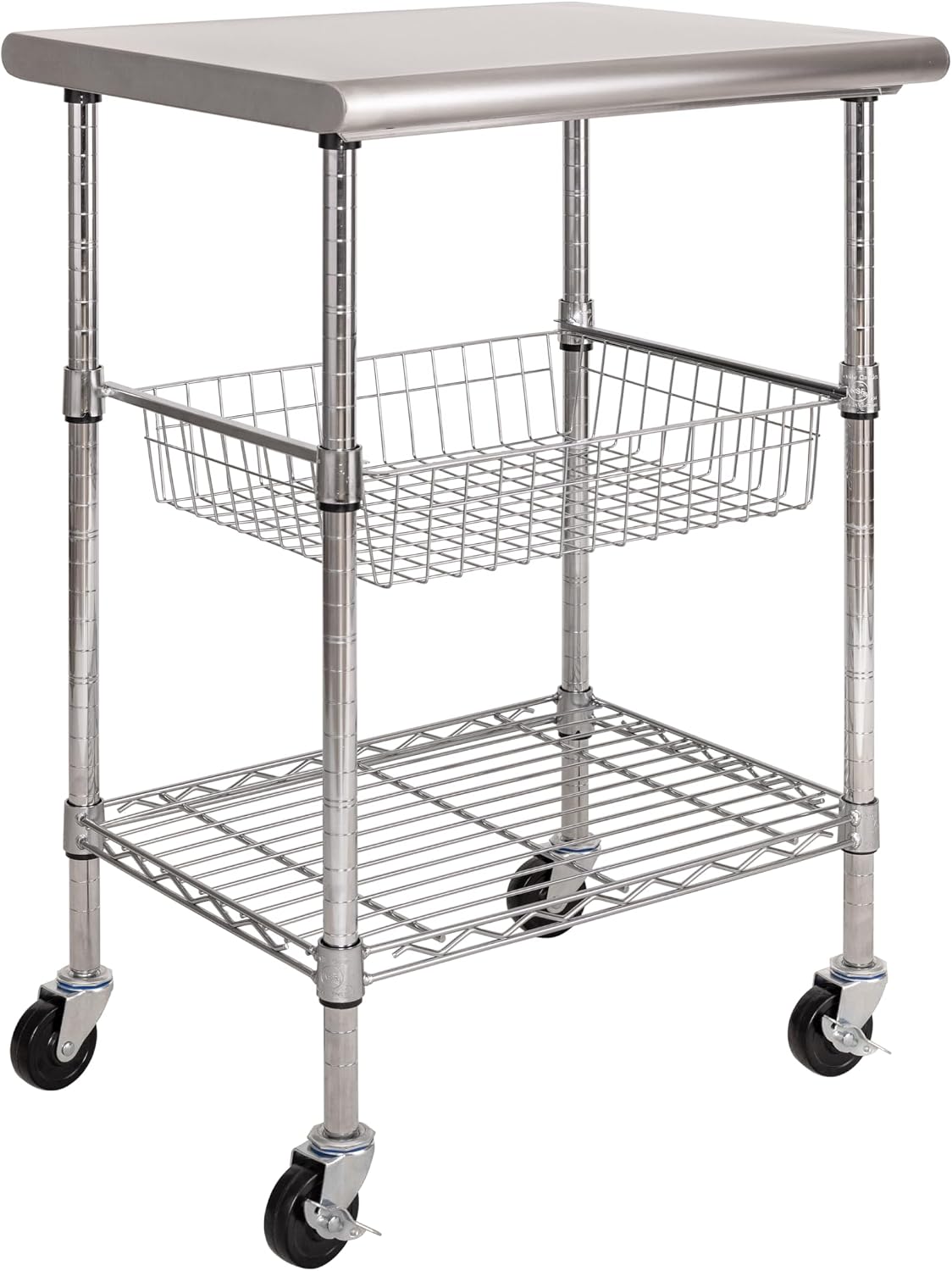Commercial Kitchen Island On Wheels - Paslanmaz Çelik Ticari Yemek Hazırlık Masası