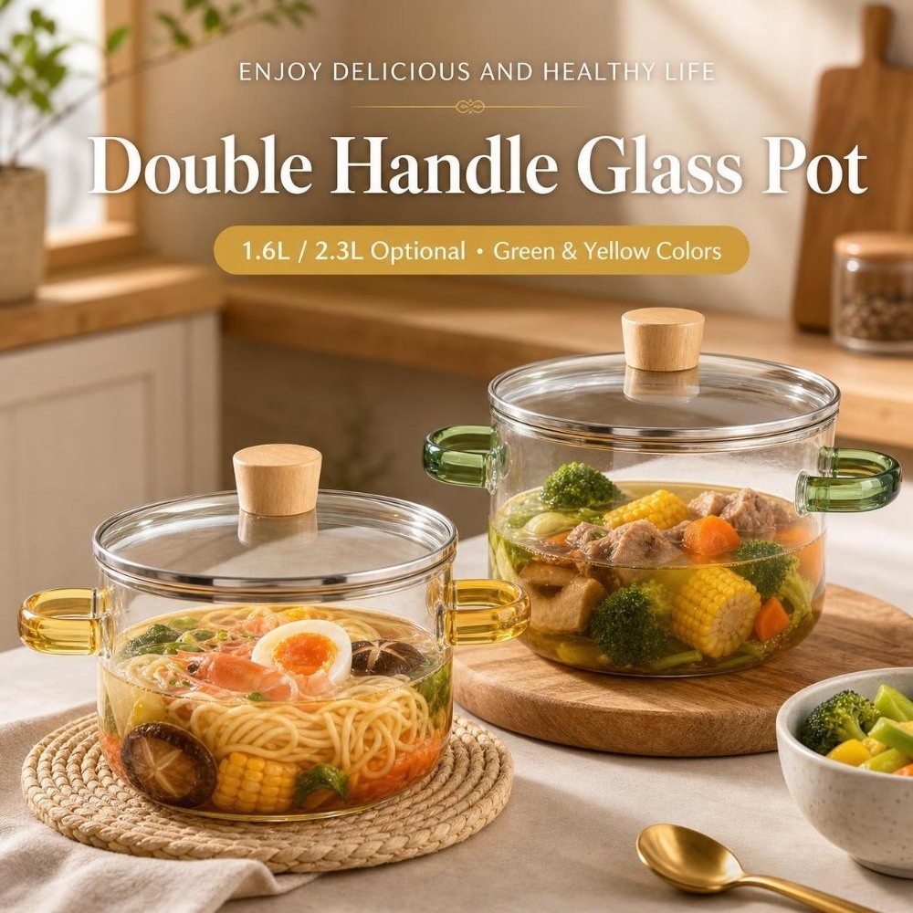 Soup Kettle Warmer - Kalınlaştırılmış 1.6/2.3L Ev Tipi Cam Tencere,