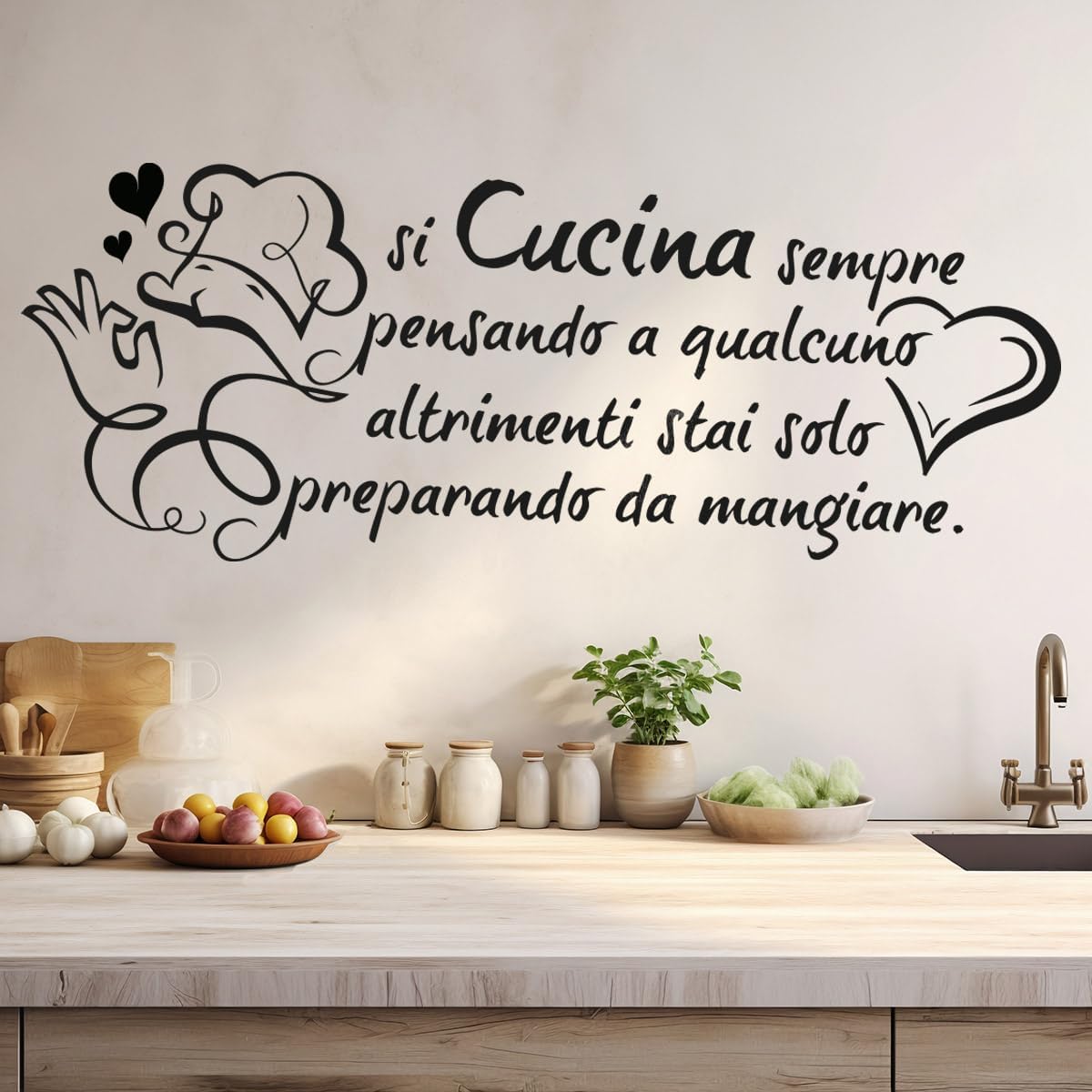 Commercial Kitchen Wall - Fransız İtalyan Mutfak Aşçı Aşk Alıntı