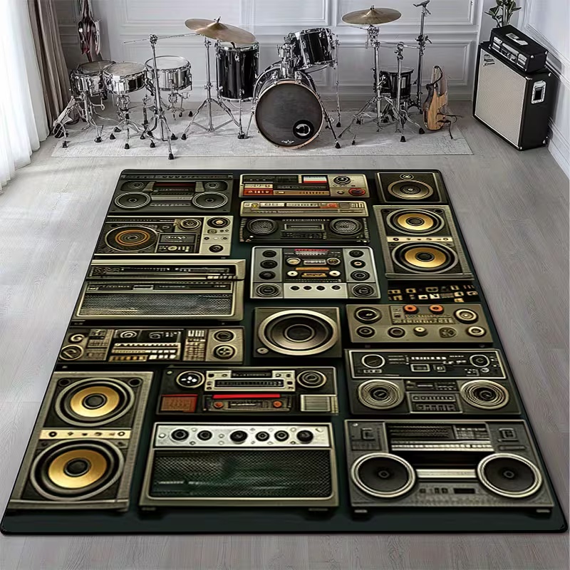 Commercial Kitchen Non Slip Flooring - Klasik Müzik Vintage Vinil Kayıt Halı