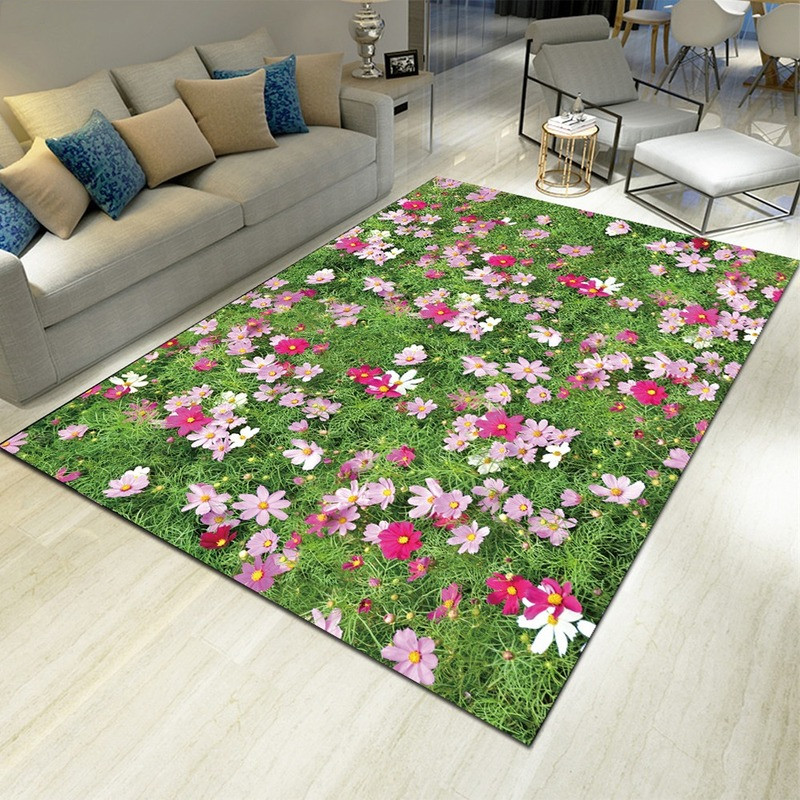 Commercial Kitchen Non Slip Flooring - Peyzaj Çiçek Baskı Halı Ev Dekor