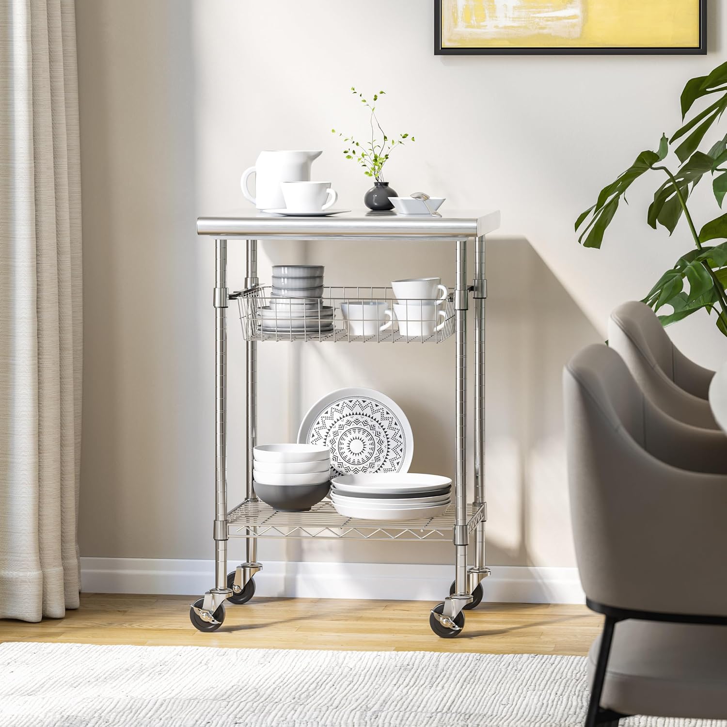 Paslanmaz Çelik Ticari Yemek H - Commercial Kitchen Island On Wheels incelemesi ve fiyatı