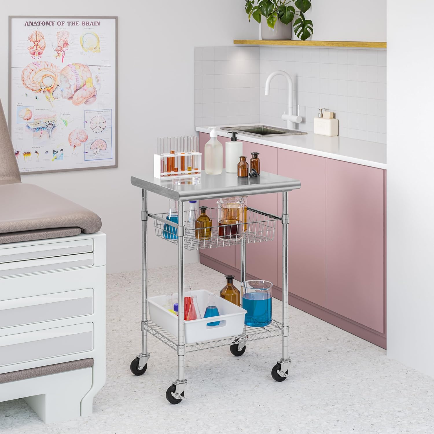 Paslanmaz Çelik Ticari Yemek H - Commercial Kitchen Island On Wheels incelemesi ve fiyatı