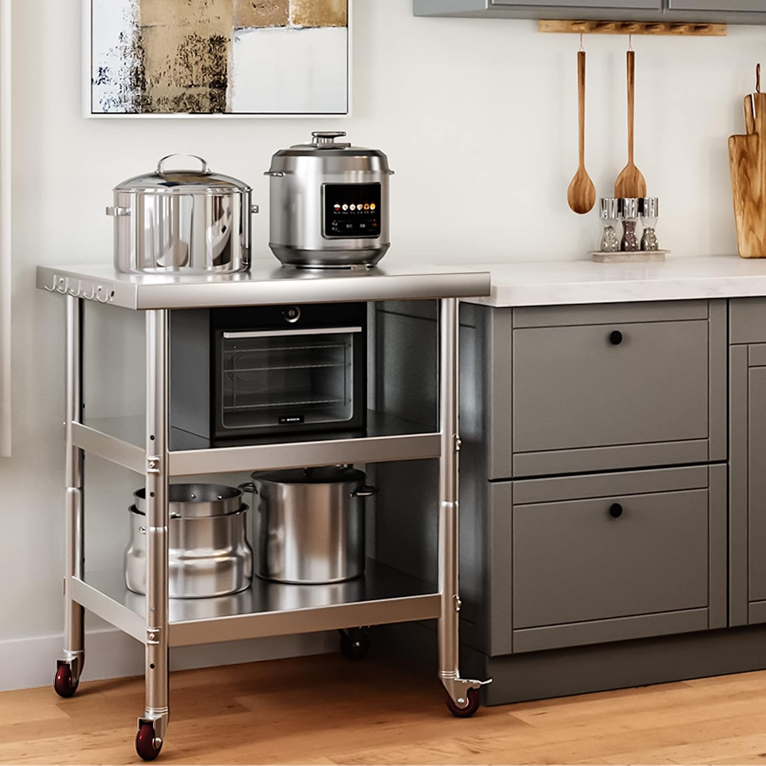 Paslanmaz Çelik Yemek Hazırlık - Commercial Kitchen Island On Wheels incelemesi ve fiyatı